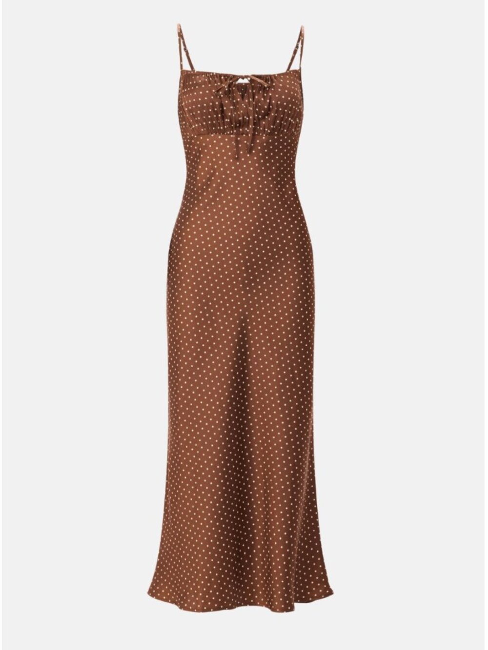 Ciao Lucia Leo Dress Brown Polka Dot Spaghetti Strap Midi Dress
